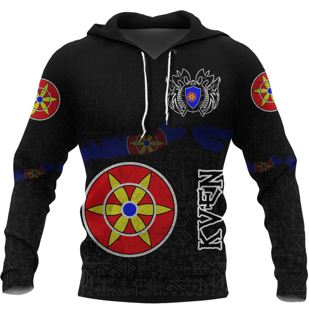 Custom Viking Kven Flag and Map Hoodie style Viking Geri and Freki RLT12 - Wonder Print Shop