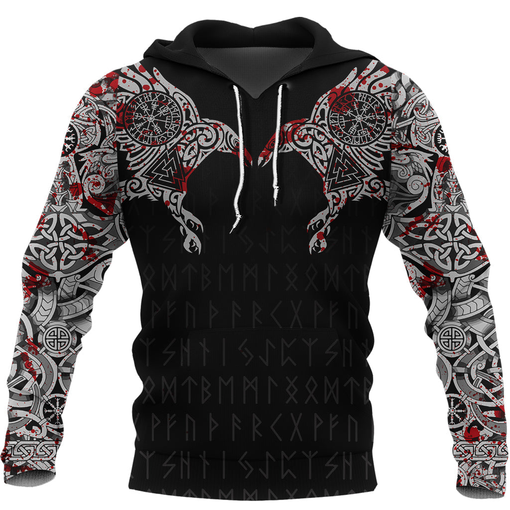 Viking Raven Tatoo Blood Ver 2 Hoodie A15 RLT12 - Wonder Print Shop