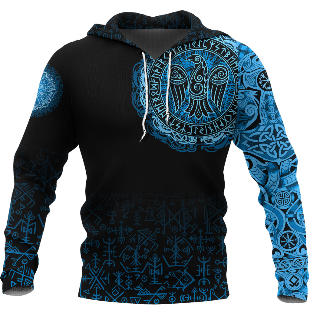 Viking Hoodie Raven Celtic Cyan RLT12 - Wonder Print Shop