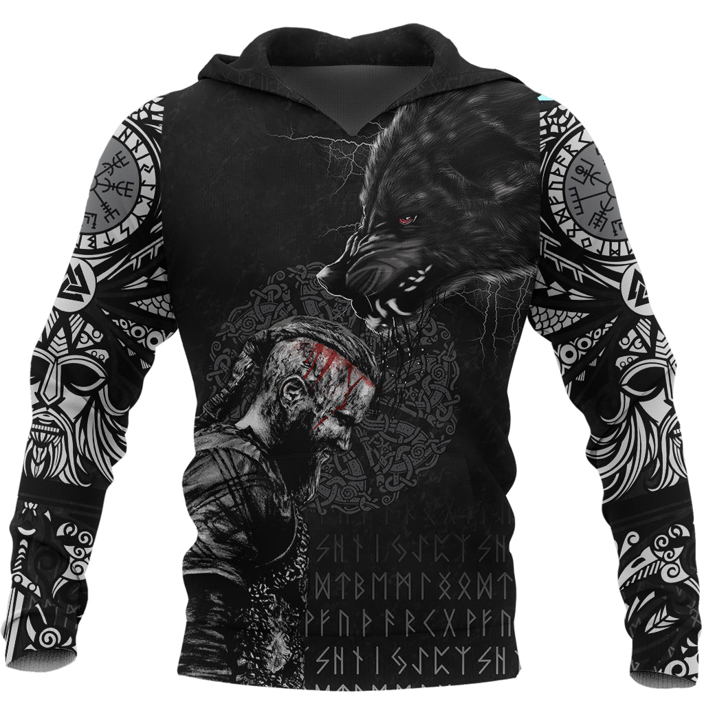 Viking Hoodie Ragnar and Wolf RLT12 - Wonder Print Shop