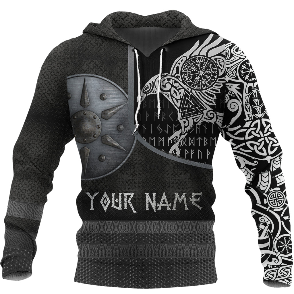 Custom Viking Hoodie Armor Raven Tattoo RLT12 - Wonder Print Shop