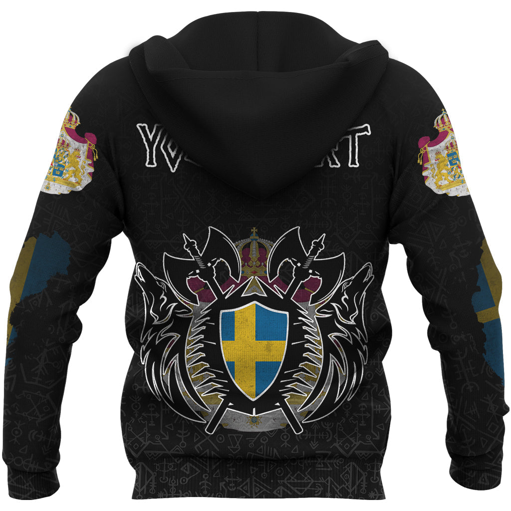 Custom Viking Sweden Flag and Map Hoodie style Viking Geri and Freki RLT12 - Wonder Print Shop