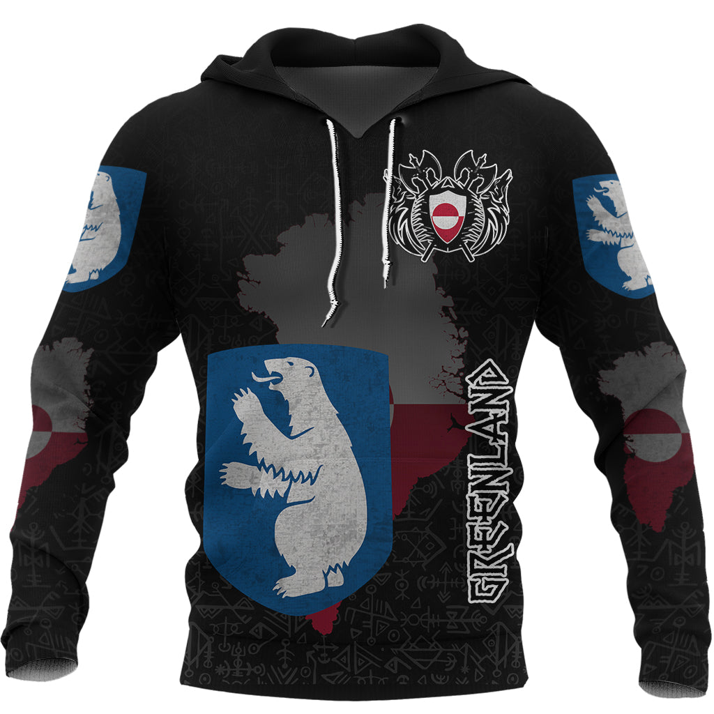 Custom Viking Greenland Flag and Map Hoodie style Viking Geri and Freki RLT12 - Wonder Print Shop