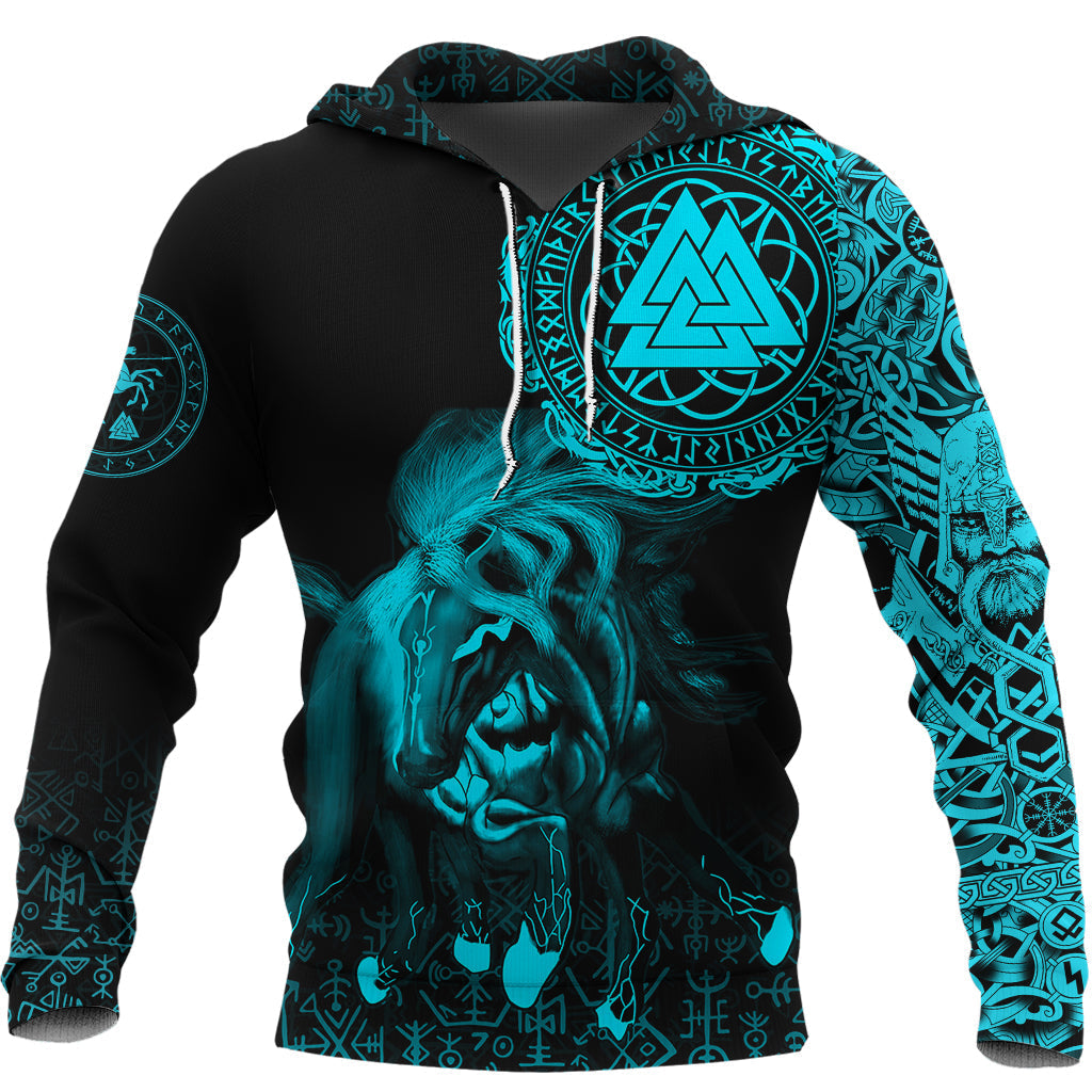 Viking Hoodie Sleipnir Odin Cyan RLT12 - Wonder Print Shop