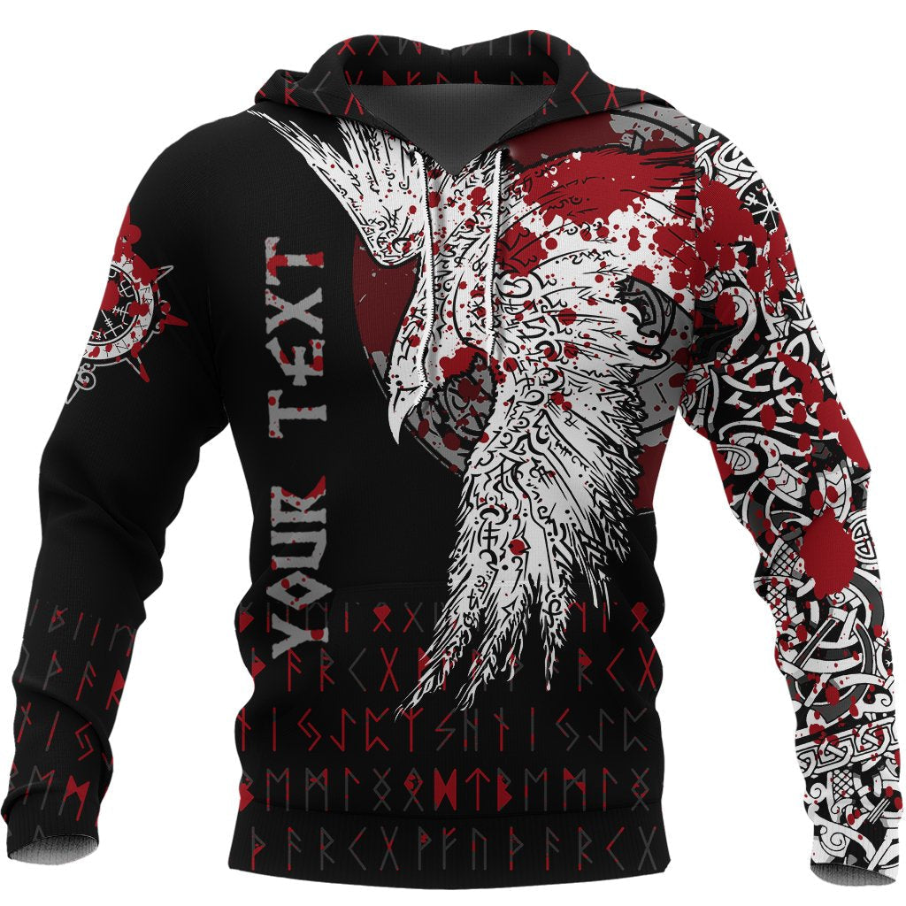 Custom Viking Hoodie Mystical Raven Tattoo Blood RLT12 - Wonder Print Shop