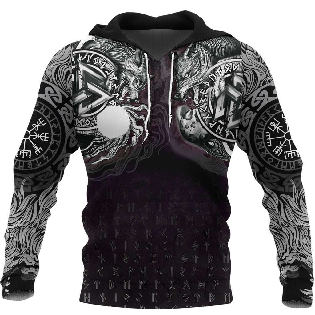 Viking Hoodie Hati and Skoll Valknut RLT12 - Wonder Print Shop