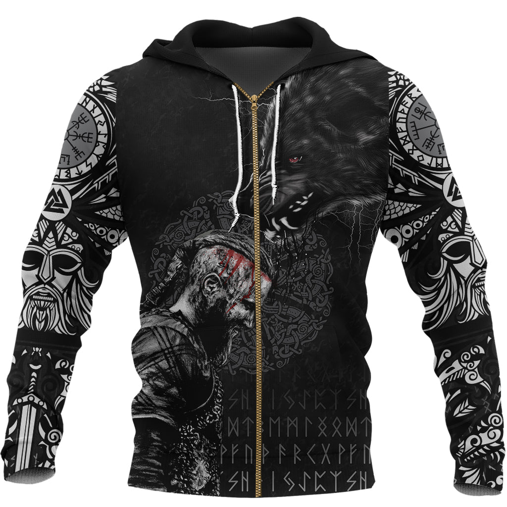 Viking Zip Hoodie - Ragnar and Wolf RLT12 - Wonder Print Shop