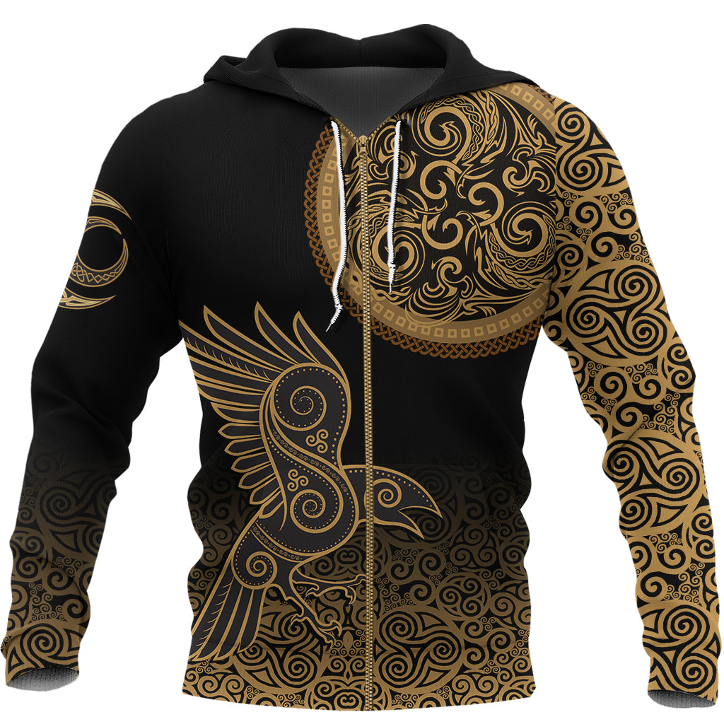 Viking Zip Hoodie - Triskele Raven Celtic RLT12 - Wonder Print Shop