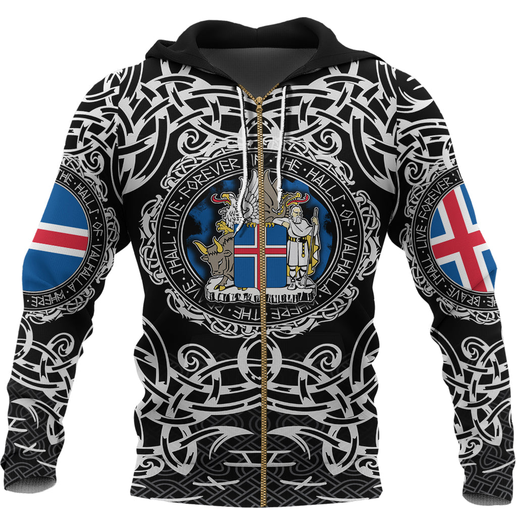 Viking Zip Hoodie - Iceland Viking Pattern RLT12 - Wonder Print Shop