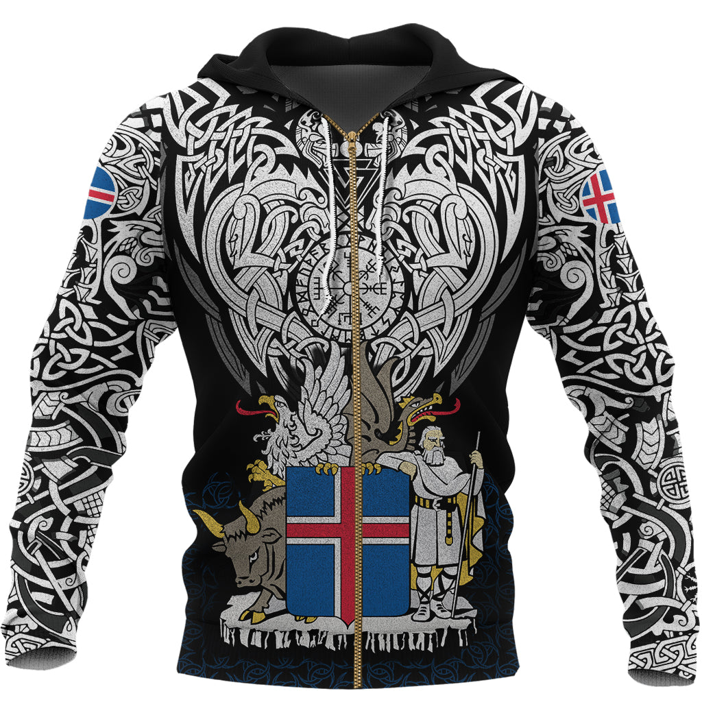 Viking Zip Hoodie - Iceland Viking Symbol RLT12 - Wonder Print Shop