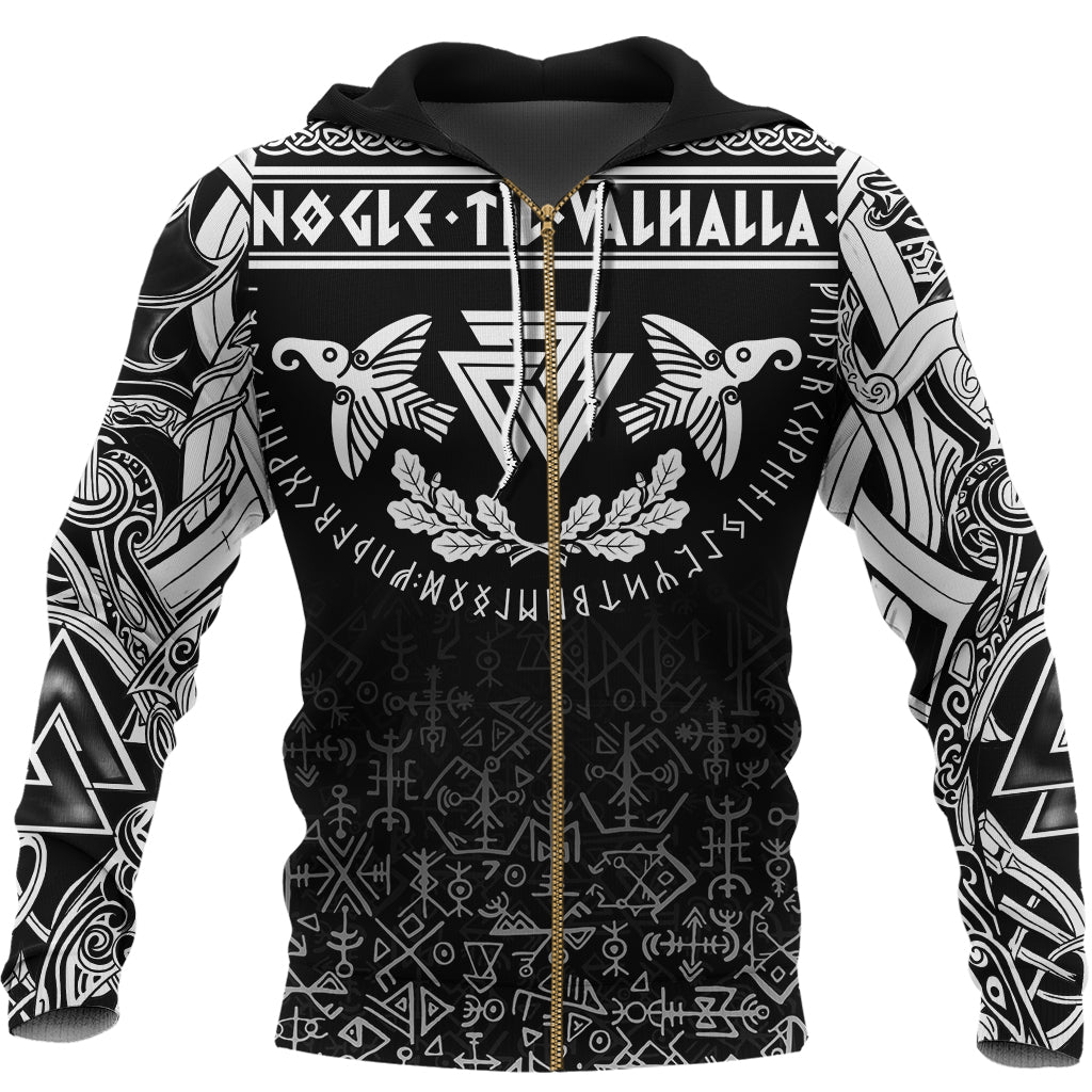 Viking Zip Hoodie - Valhalla and Warrior RLT12 - Wonder Print Shop