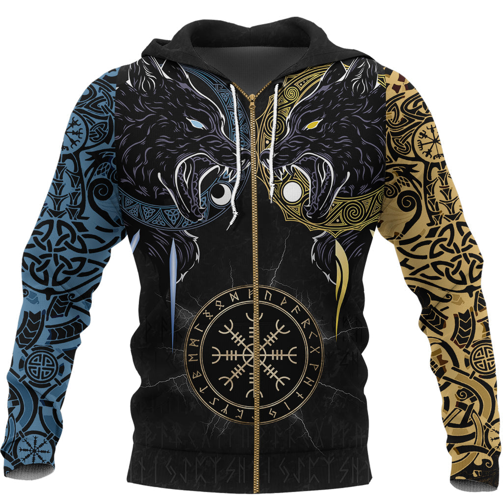 Viking Zip Hoodie - Hati and Skoll Tattoo RLT12 - Wonder Print Shop