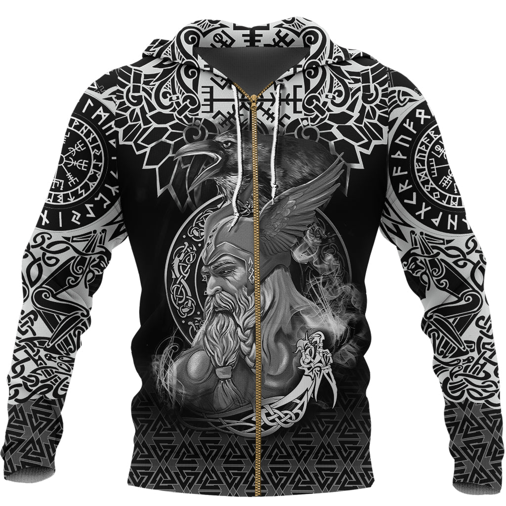 Custom Viking Zip Hoodie Odin And Raven Tattoo RLT12 - Wonder Print Shop