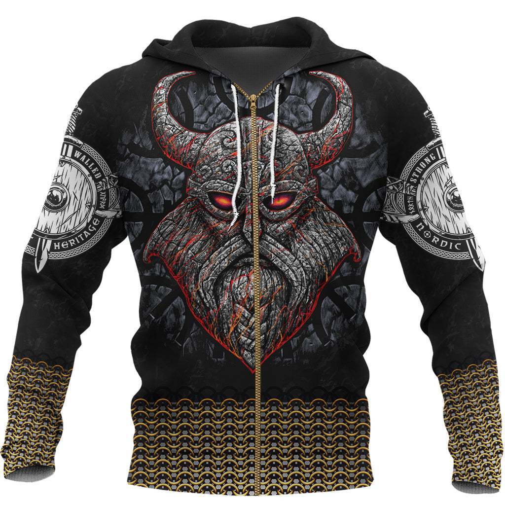 Viking Zip Hoodie - Armor Odin RLT12 - Wonder Print Shop