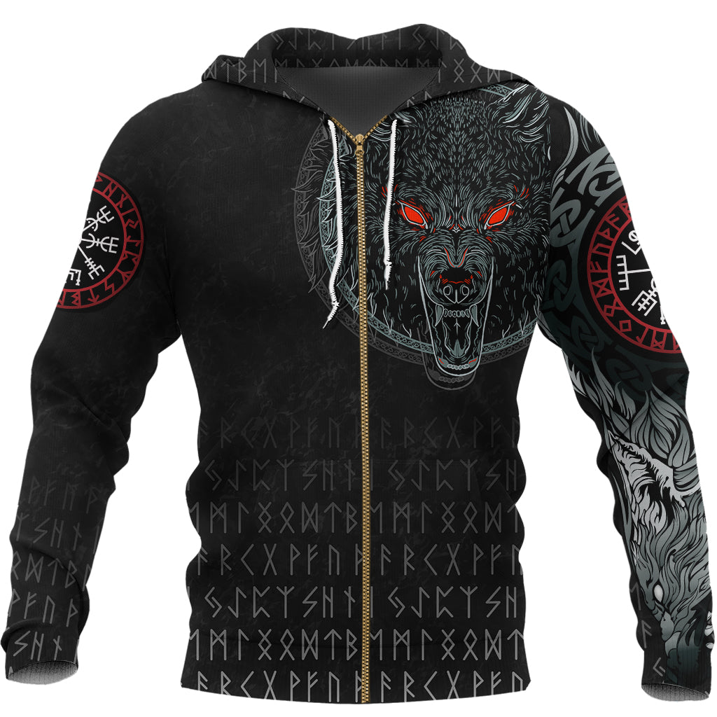 Viking Zip Hoodie - Fenrir Wolf RLT12 - Wonder Print Shop