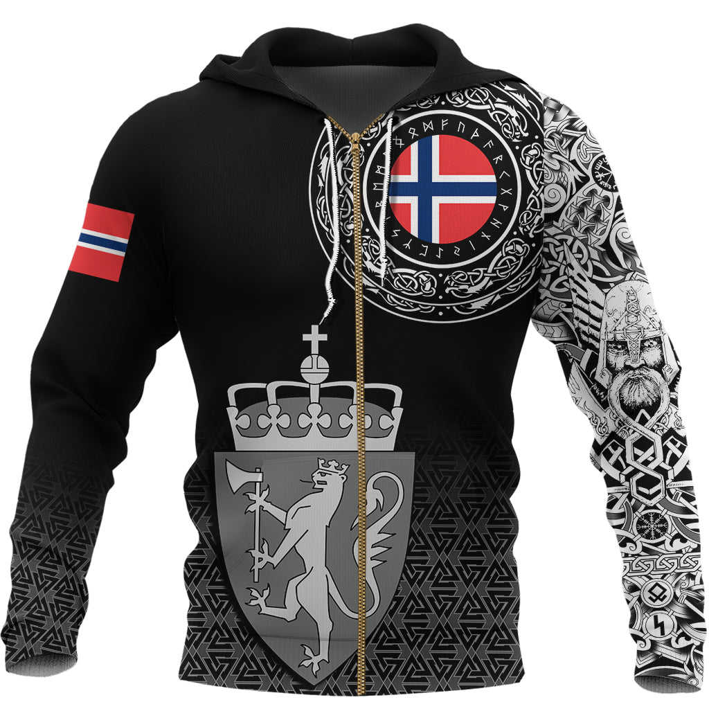 Viking Zip Hoodie - Norway Coat Of Arms RLT12 - Wonder Print Shop