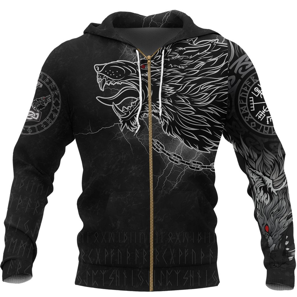 Viking Zip Hoodie - Fenrir Norse Wolf Thunderstorm RLT12 - Wonder Print Shop