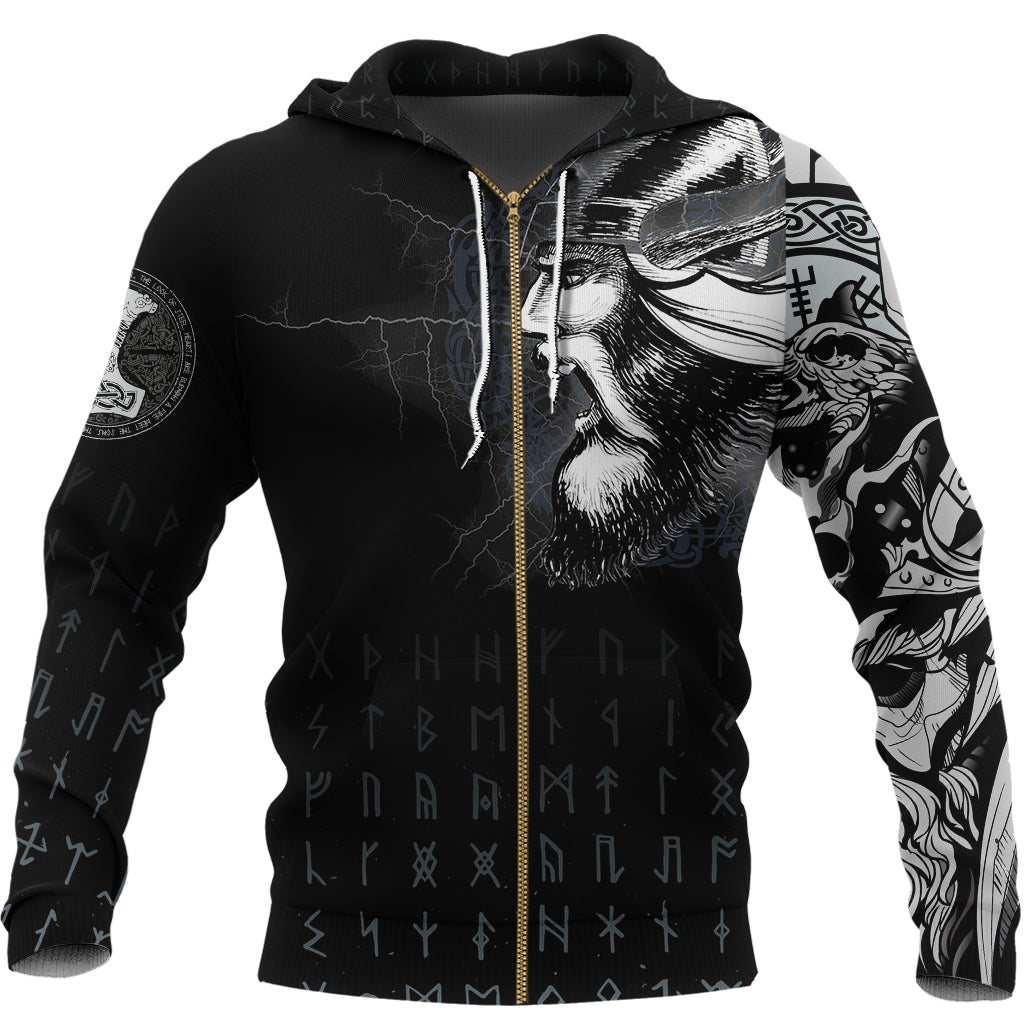 Viking Zip Hoodie - Warrior Tattoo 3D RLT12 - Wonder Print Shop