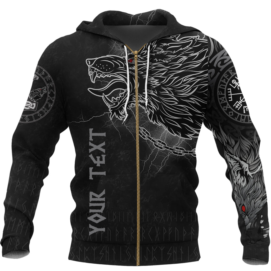 Custom Viking Zip Hoodie Fenrir Norse Wolf Thunderstorm RLT12 - Wonder Print Shop