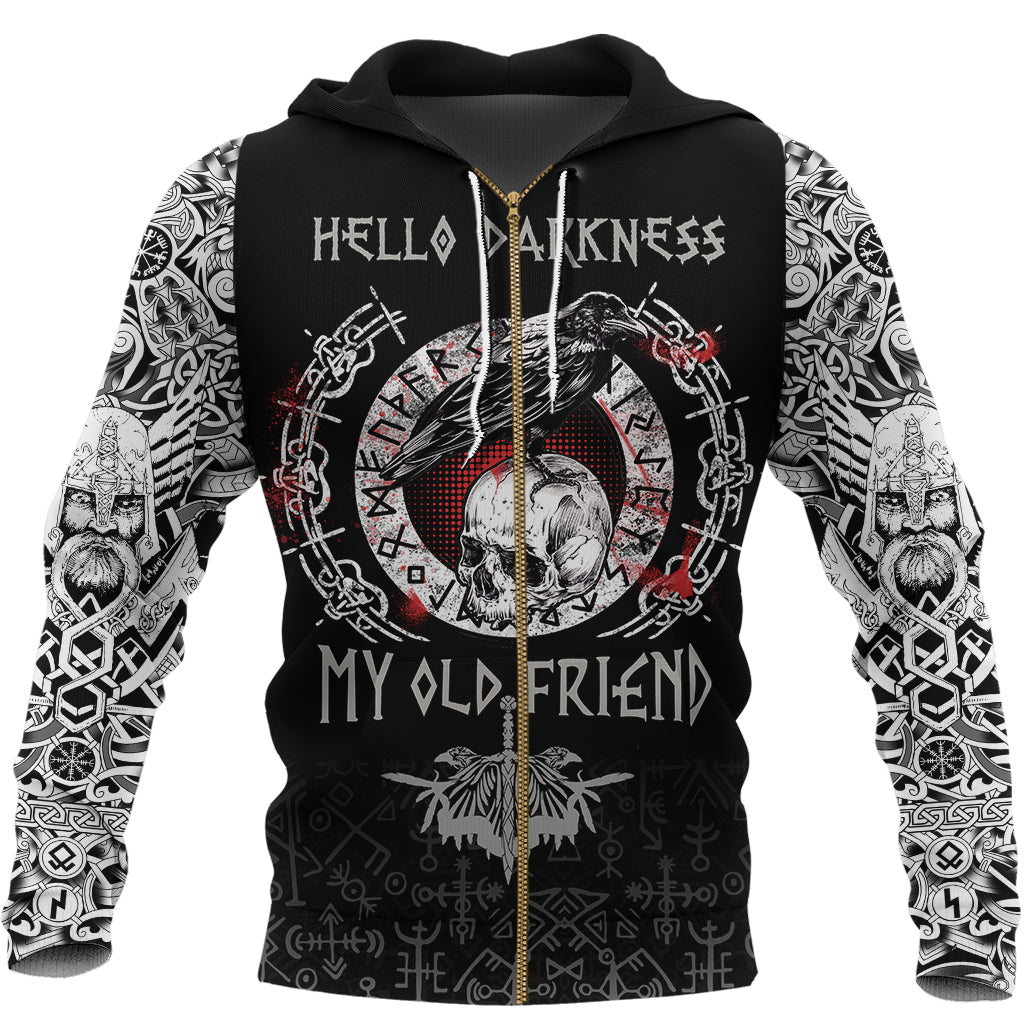 Viking Zip Hoodie - Raven and Skull RLT12 - Wonder Print Shop