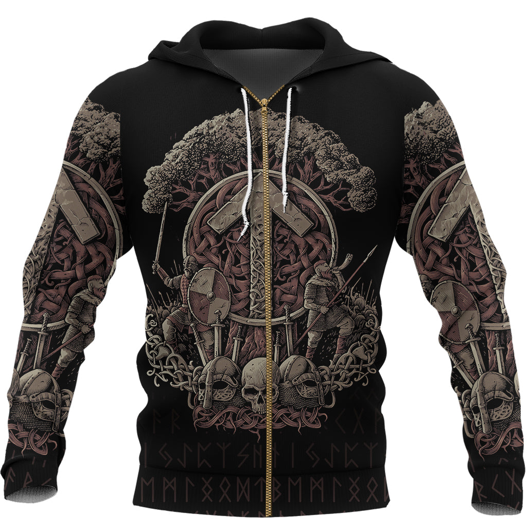 Viking Zip Hoodie - Teiwaz Rune RLT12 - Wonder Print Shop