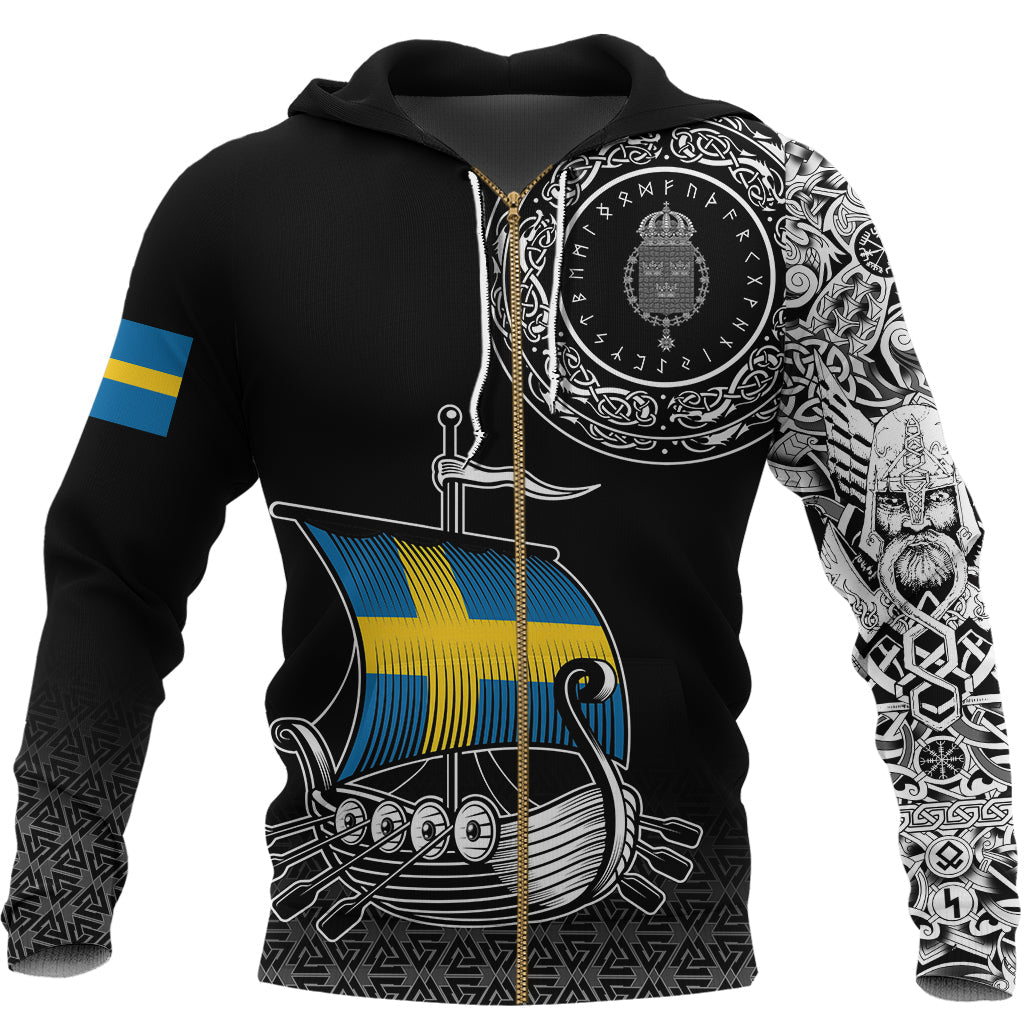 Viking Zip Hoodie - Swedish Drakkar RLT12 - Wonder Print Shop