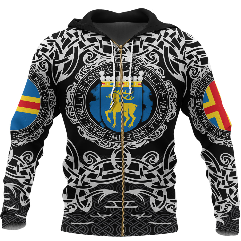 Viking Zip Hoodie - Aland Islands Viking Pattern RLT12 - Wonder Print Shop