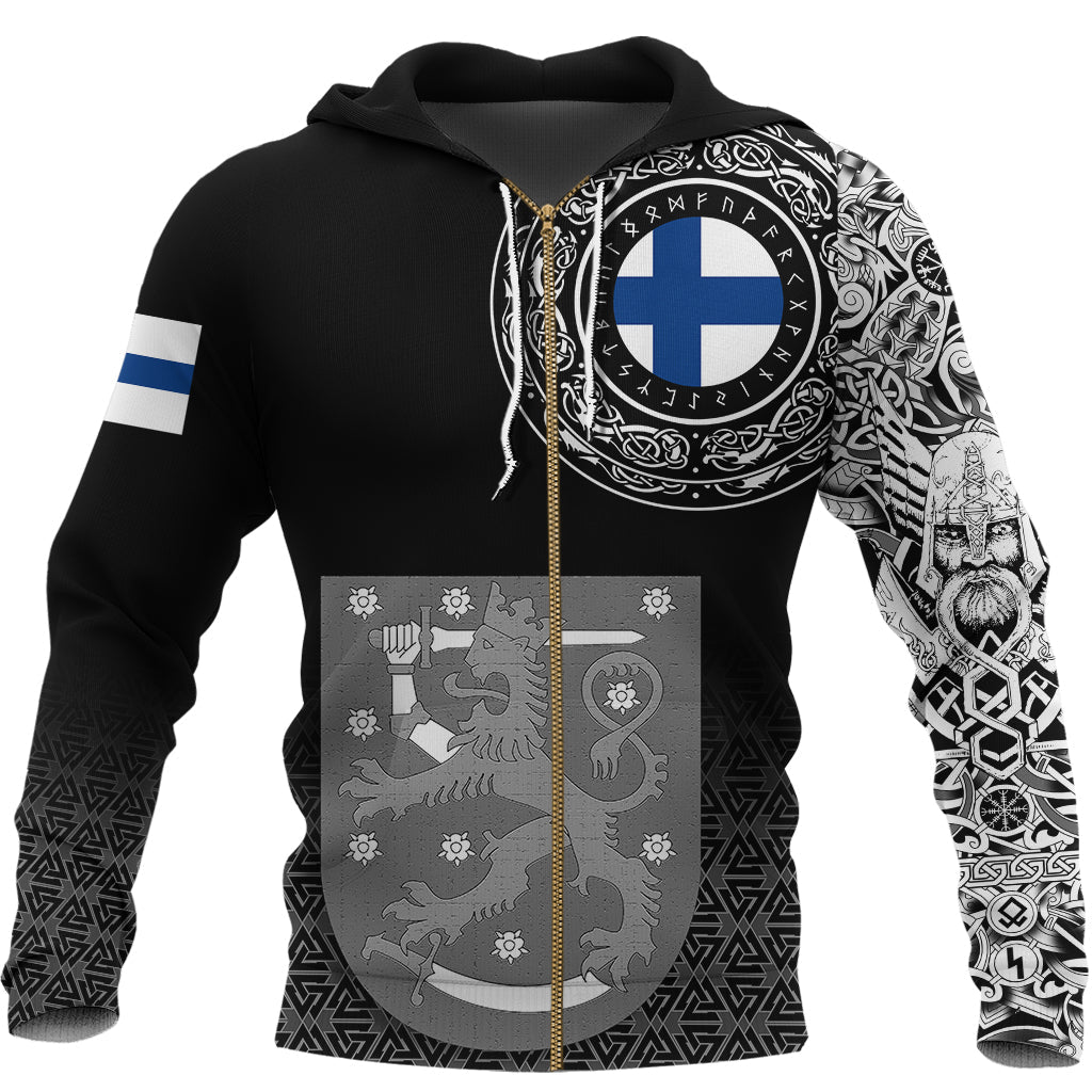 Viking Zip Hoodie - Finland Coat Of Arms RLT12 - Wonder Print Shop