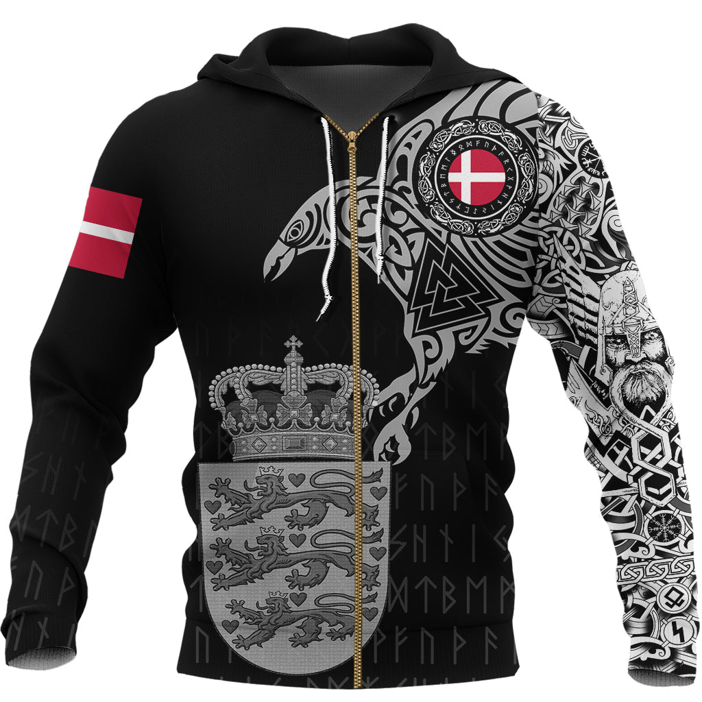 Viking Zip Hoodie - Danish and Raven Of Odin RLT12 - Wonder Print Shop