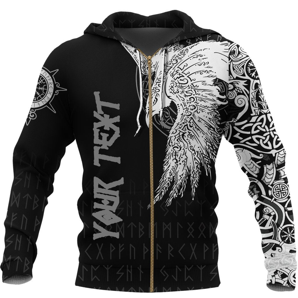 Custom Viking Zip Hoodie Mystical Raven Tattoo Special RLT12 - Wonder Print Shop