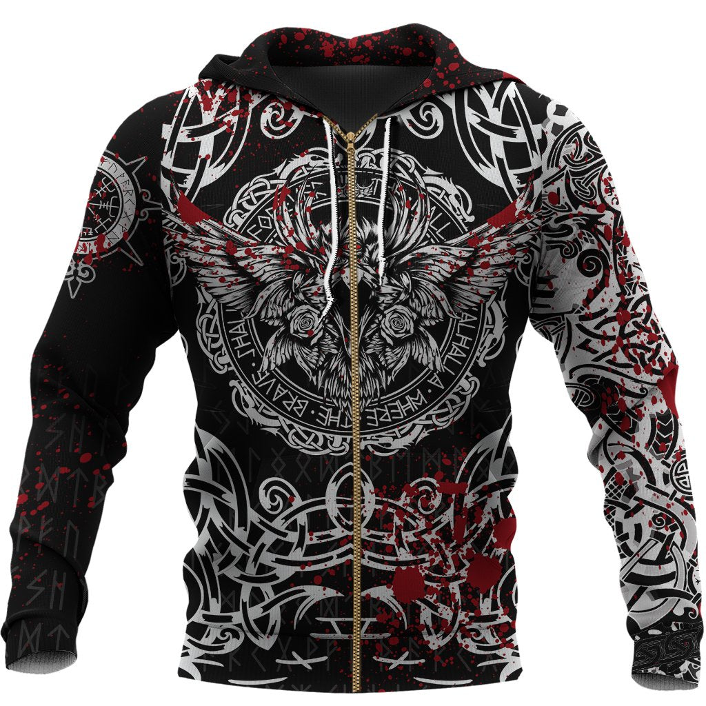 Viking Zip Hoodie, Raven Blood RLT12 - Wonder Print Shop