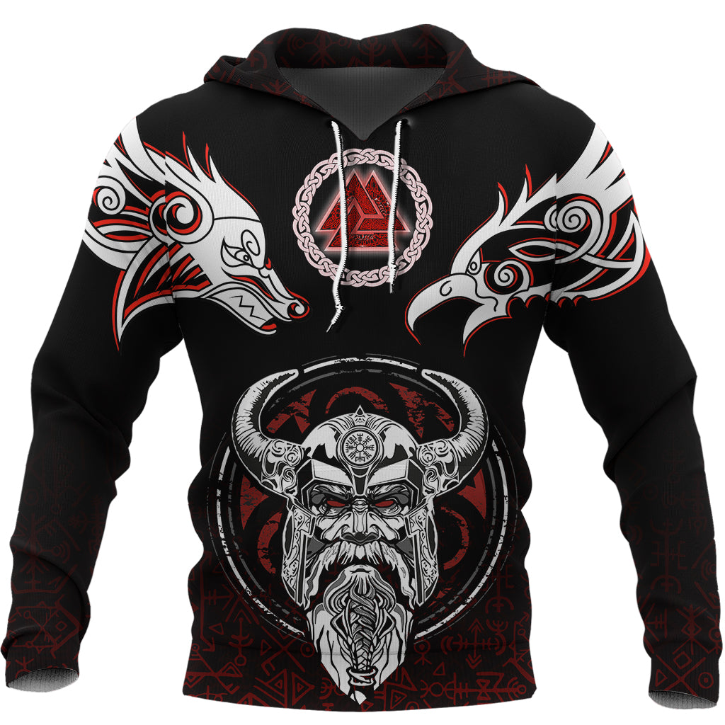 Viking Hoodie Odin, Raven, Fenrir and Valknut RLT12 - Wonder Print Shop