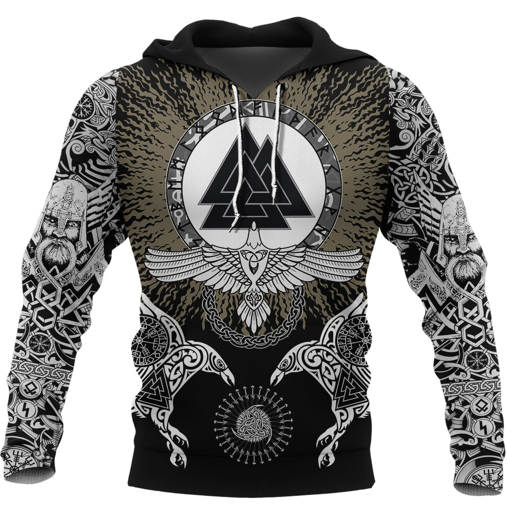 Viking Hoodie Raven, Valknut and Vegvisir RLT12 - Wonder Print Shop