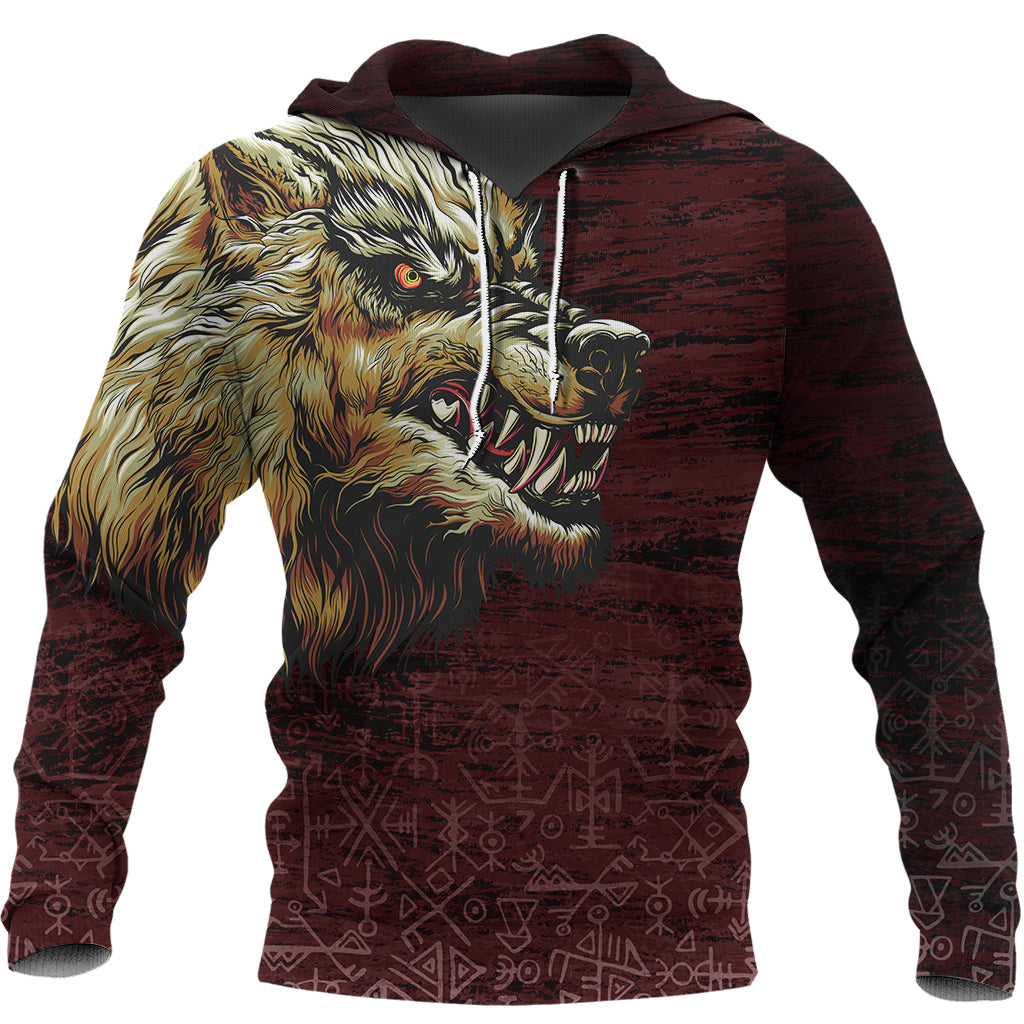 Viking Hoodie Fenrir On The Blood Moon Background RLT12 - Wonder Print Shop