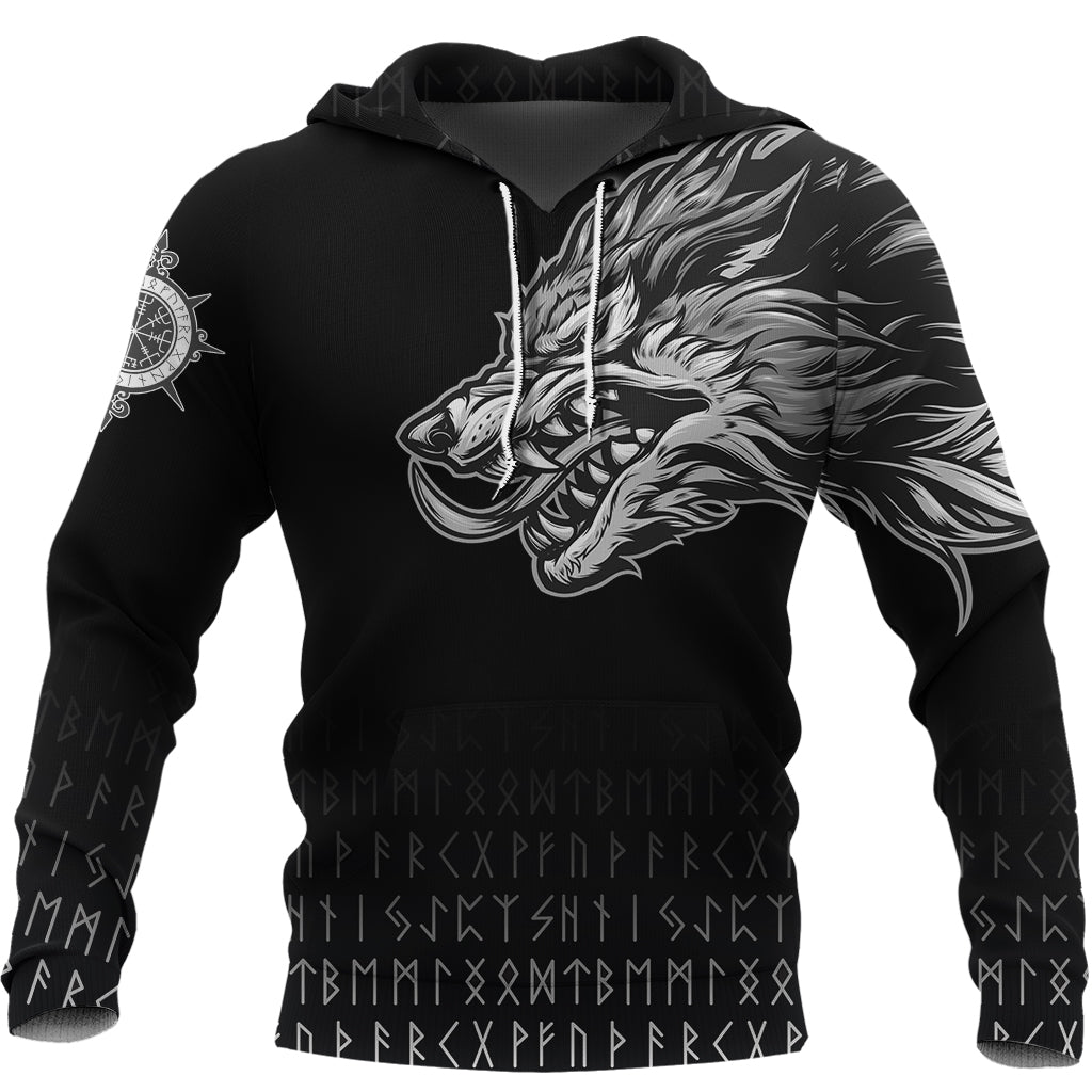 Viking Hoodie Fenrir Wolf Near Shoulder RLT12 - Wonder Print Shop