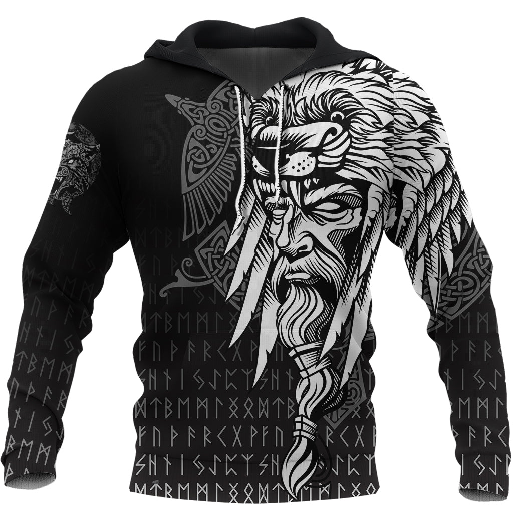 Viking Hoodie Odin Raven and Fenrir On Hand RLT12 - Wonder Print Shop