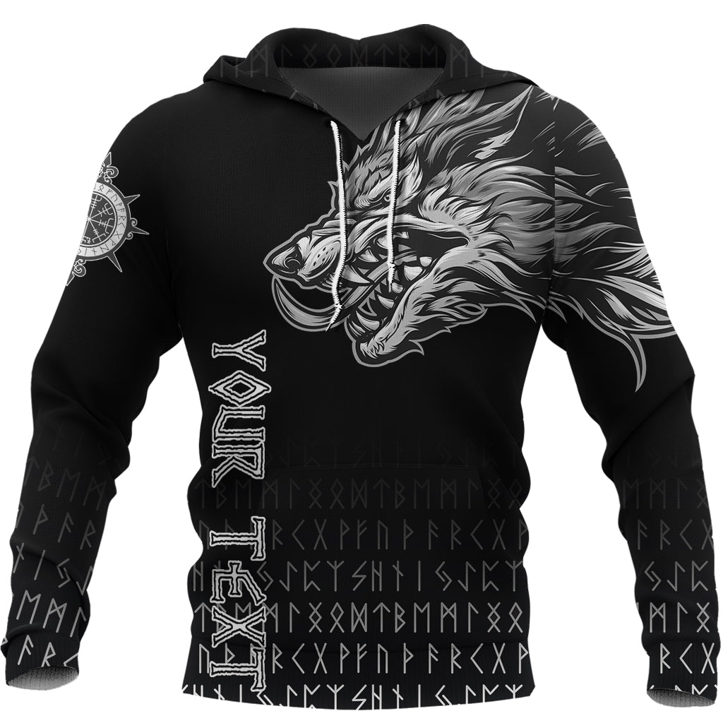 Custom Viking Hoodie Fenrir Wolf Near Shoulder RLT12 - Wonder Print Shop