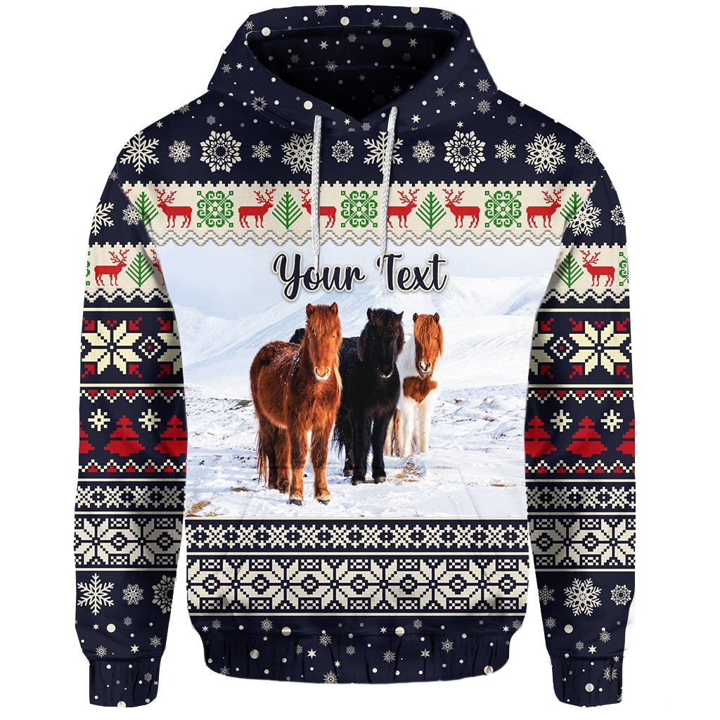 Icelandic Horse Christmas Personalized Hoodie Navy LT8 - Wonder Print Shop