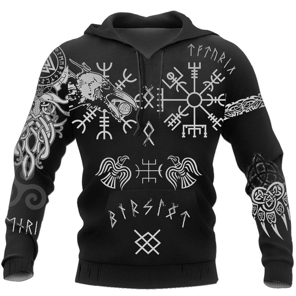 Viking Clothing Hugin and Munin Viking Tattoo Hoodie RLT12 - Wonder Print Shop