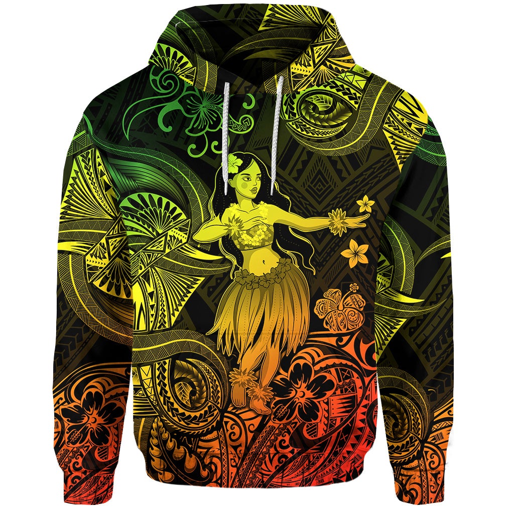 Custom Hawaii Hula Girl Polynesian Hoodie Unique Style Reggae LT8 - Wonder Print Shop