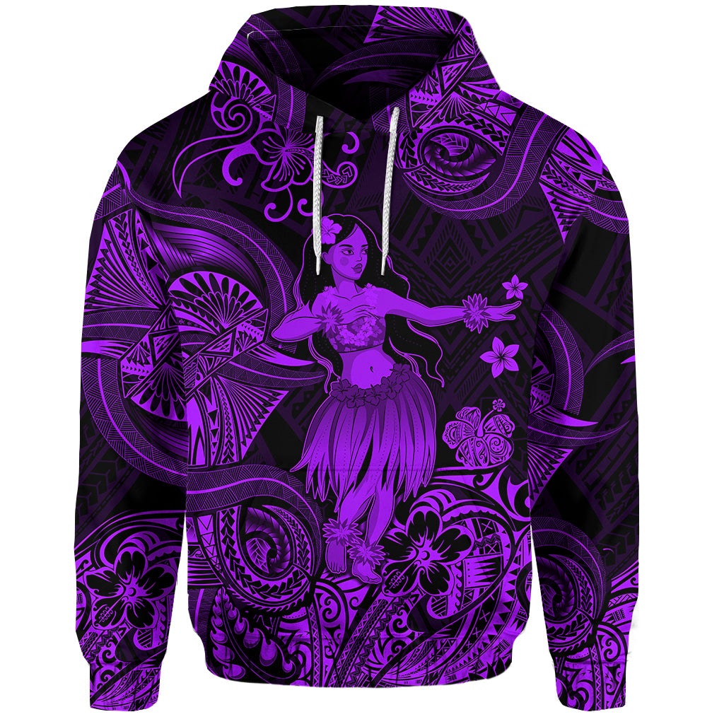 Custom Hawaii Hula Girl Polynesian Hoodie Unique Style Purple LT8 - Wonder Print Shop