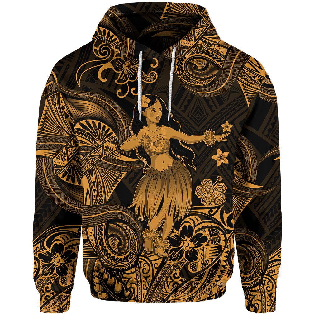 Custom Hawaii Hula Girl Polynesian Hoodie Unique Style Gold LT8 - Wonder Print Shop