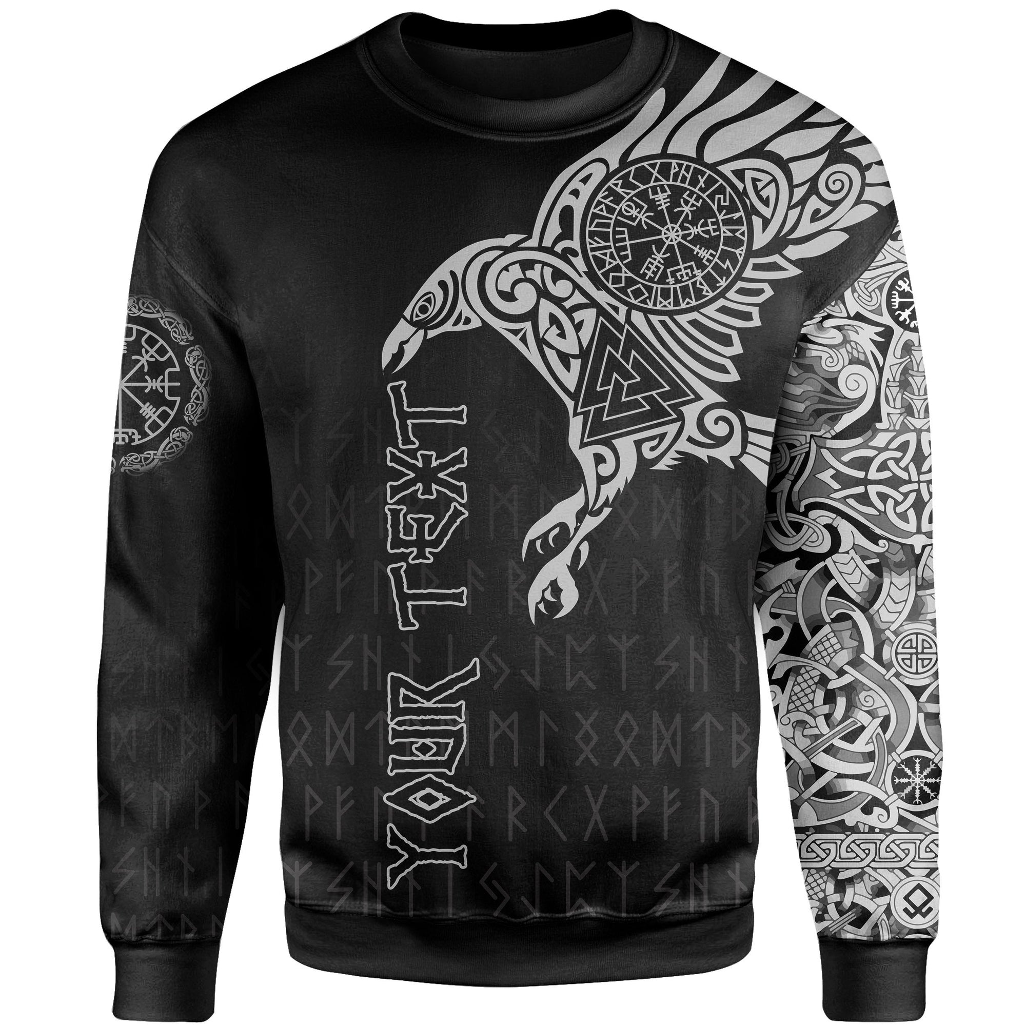 Viking Sweatshirt Custom Personalised The Raven Of Odin Tattoo RLT12 - Wonder Print Shop