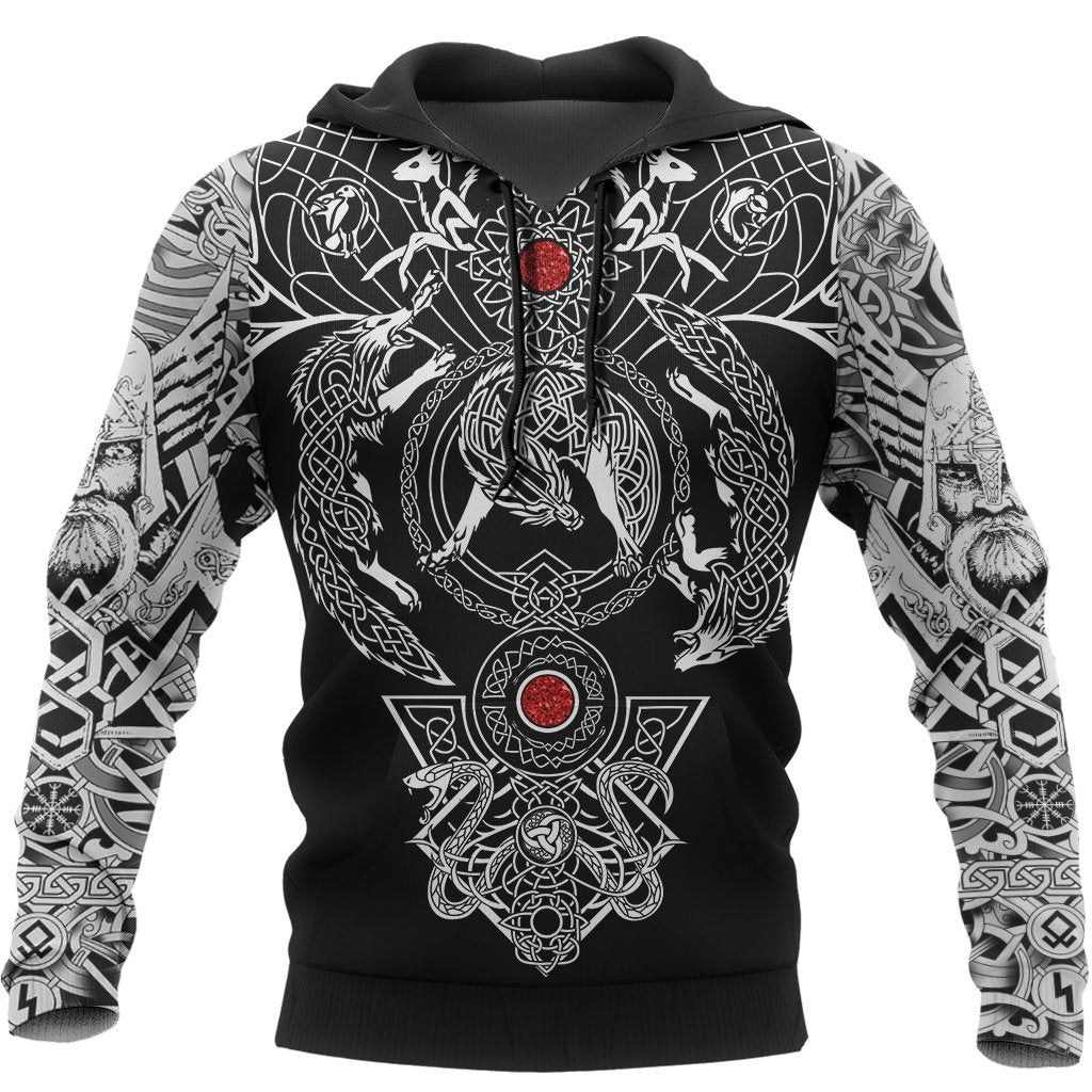 Viking Hoodie Tattoo All Over Print Black RLT12 - Wonder Print Shop