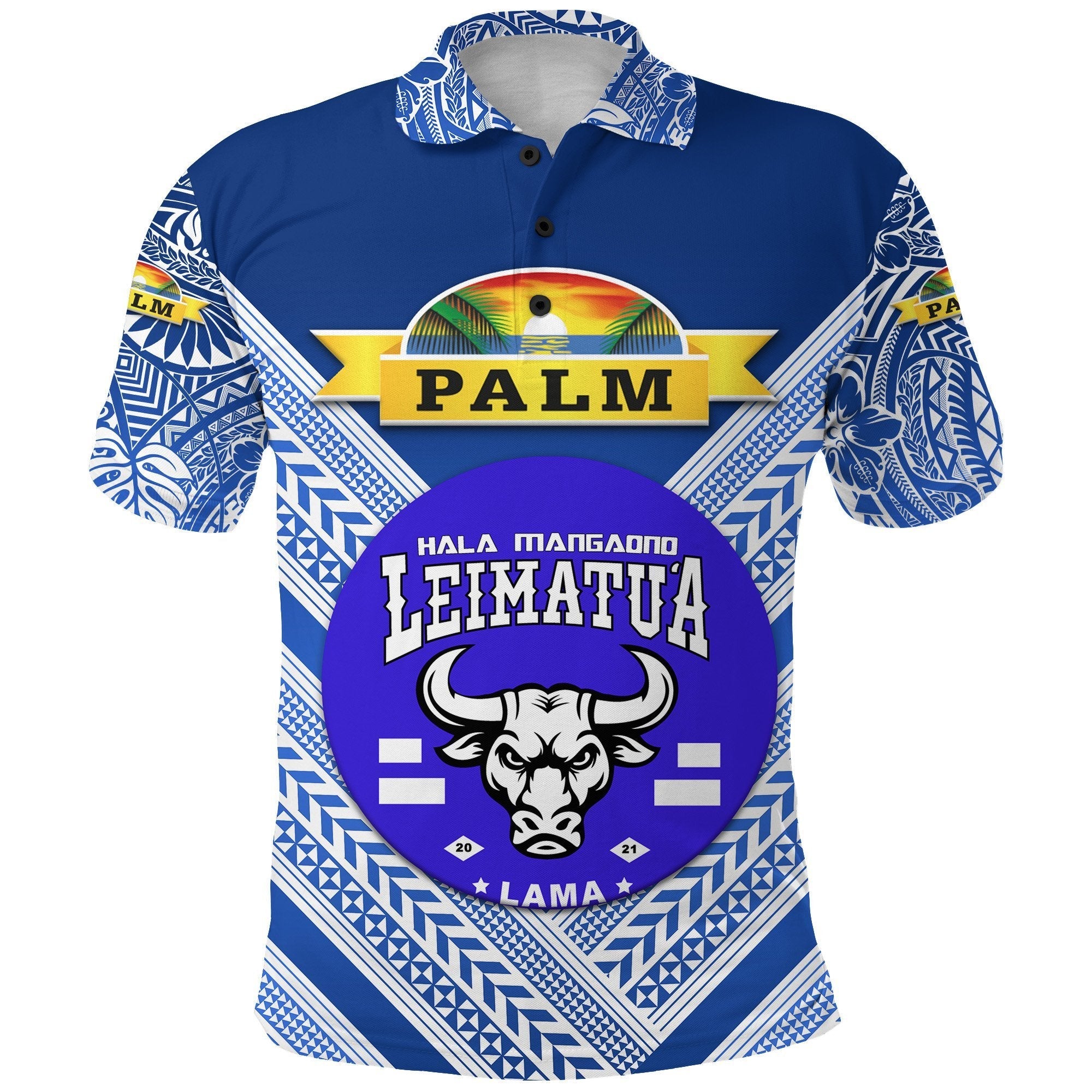 Mate Maa Tonga Polo Shirt Leimatua Bulls Creative Style NO.1 Blue LT8 - Wonder Print Shop