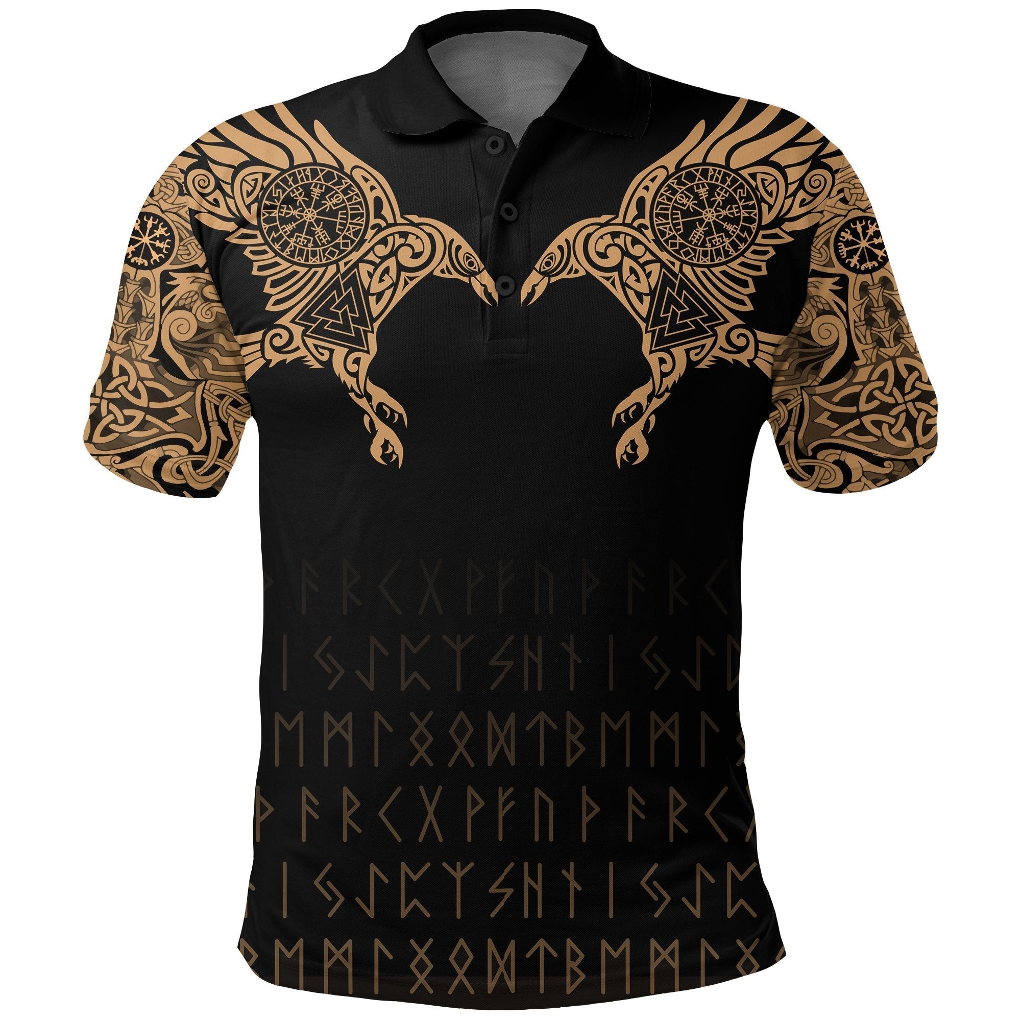 Viking Polo Shirt The Raven Of Odin Tattoo RLT12 - Wonder Print Shop