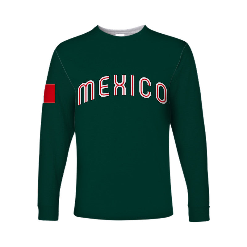 custom-personalised-and-number-world-baseball-classic-2023-mexico-long-sleeve-shirts-green-style