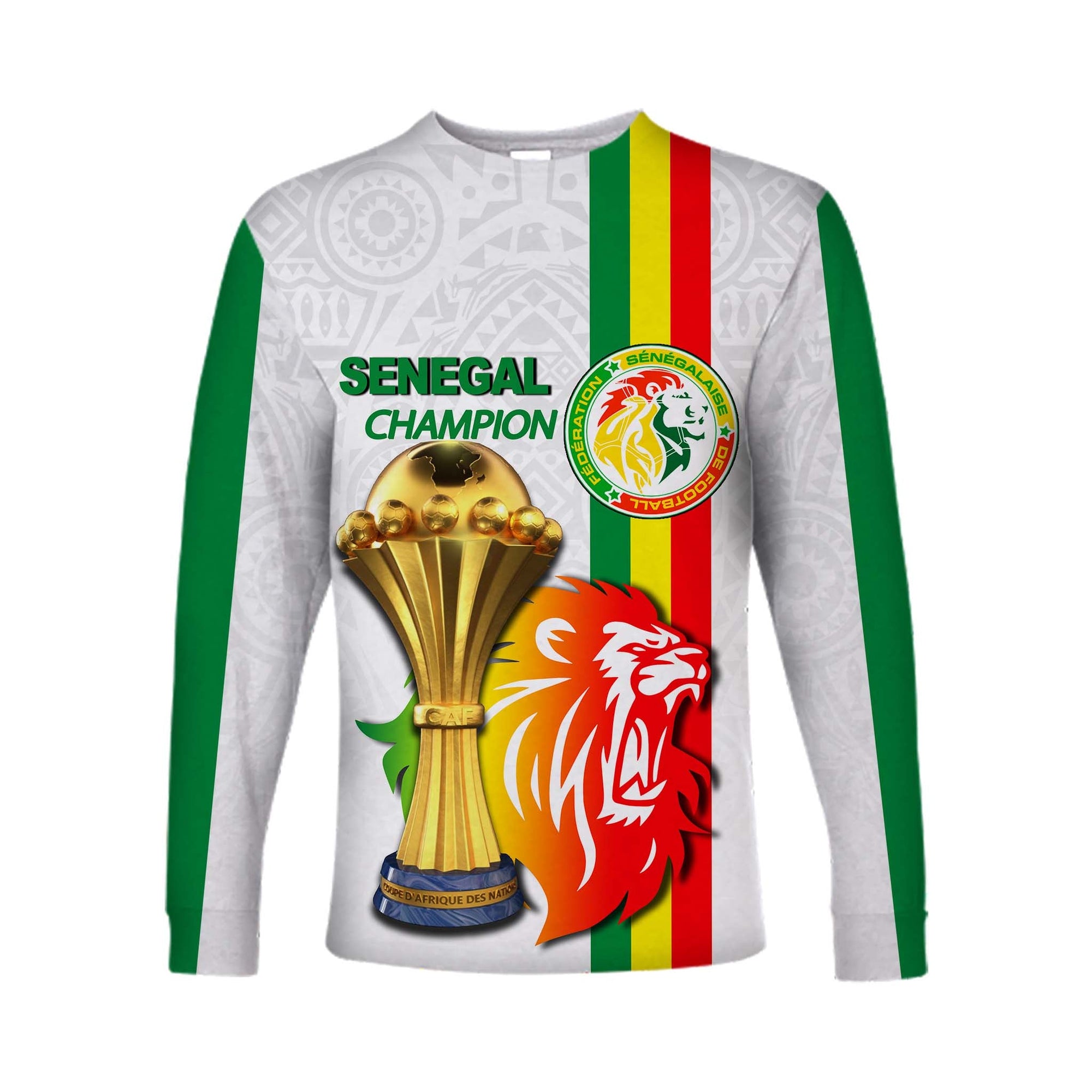 Senegal Football Champion Long Sleeve Shirts White Style LT6 - Wonder Print Shop