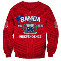 Red crewneck sweatshirt, front view, with centered crest and Independence text