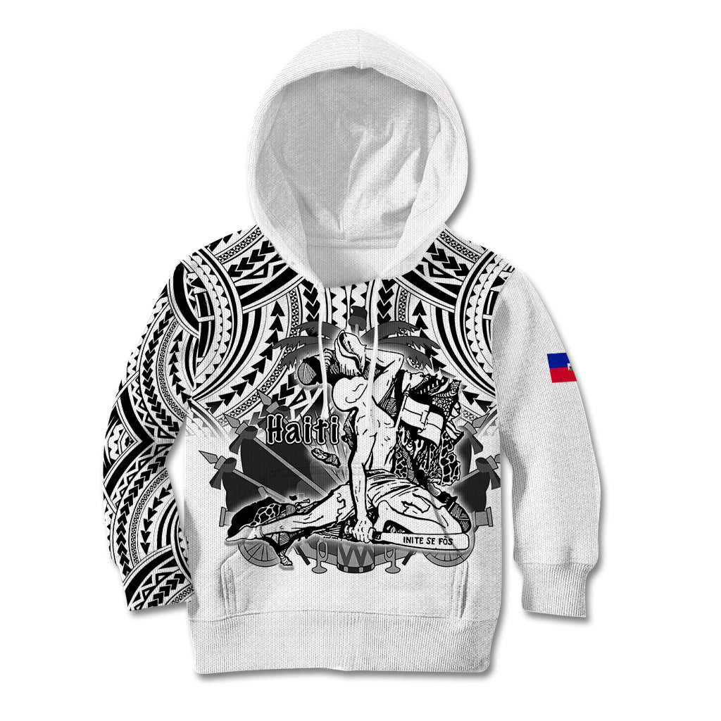 (Custom Personalised) Haiti Kid Hoodie Polynesian Neg Maron White Style LT6 - Wonder Print Shop